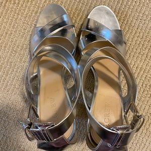 J. Crew Mari Silver Metallic Sandal, size 9